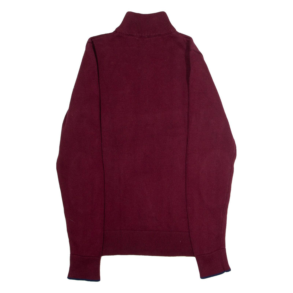 DIESEL Mens Jumper Maroon 1/4 Zip Tight Knit M