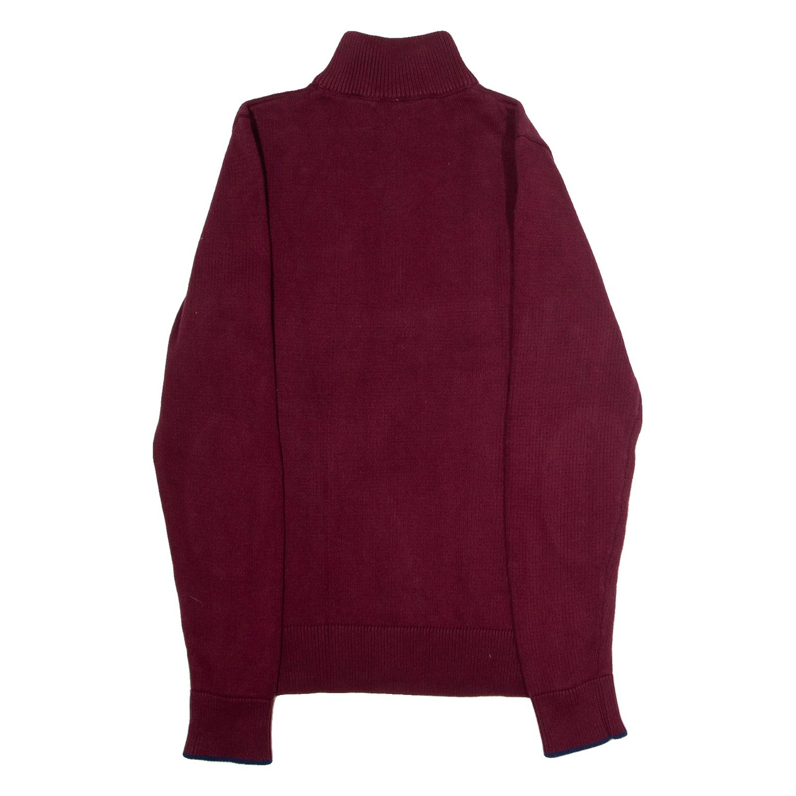 DIESEL Mens Jumper Maroon 1/4 Zip Tight Knit M