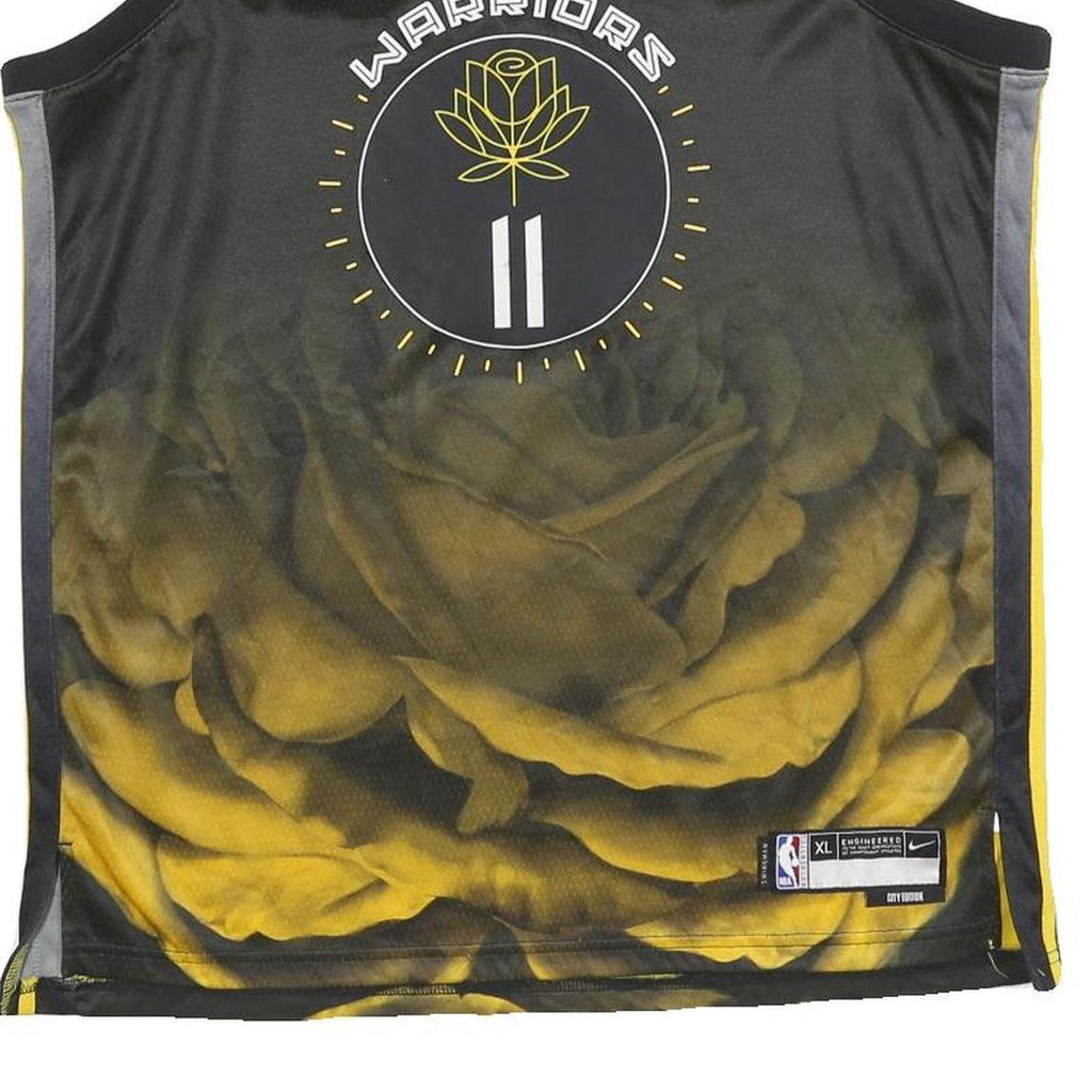 NIKE Mens Black & Yellow Warriors Basketball T-Shirt XL Sleeveless V-Neck
