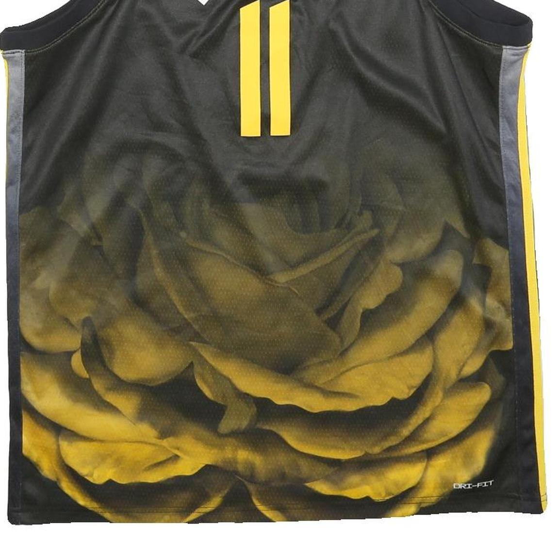 NIKE Mens Black & Yellow Warriors Basketball T-Shirt XL Sleeveless V-Neck