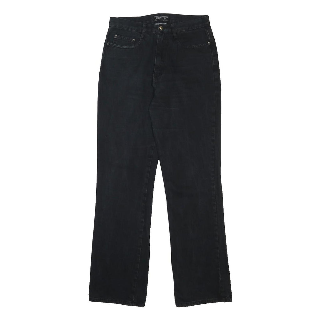 LORENZO Womens Jeans Black Relaxed Straight Denim Medium W28 L30 Comfortable Zip