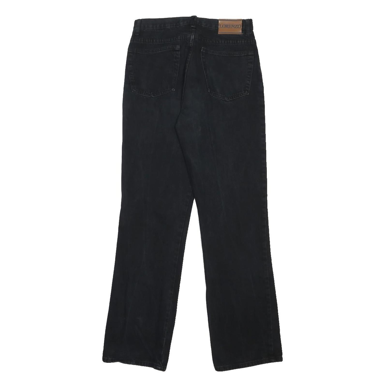 LORENZO Womens Jeans Black Relaxed Straight Denim Medium W28 L30 Comfortable Zip