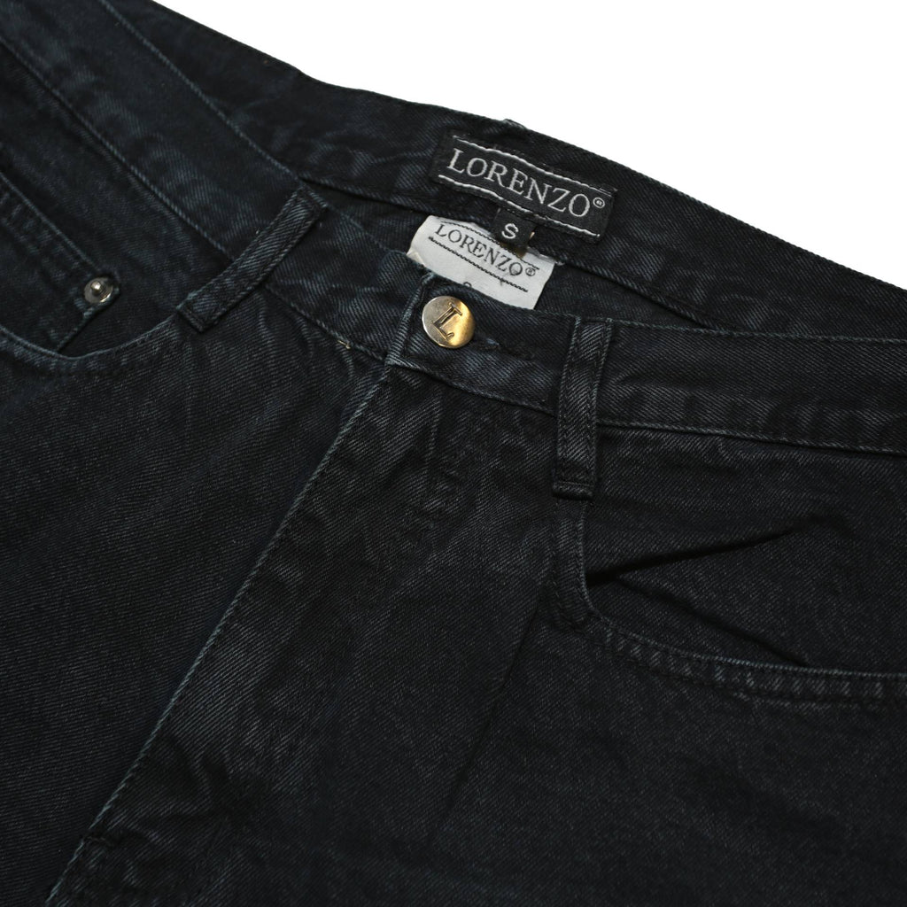 LORENZO Womens Jeans Black Relaxed Straight Denim Medium W28 L30 Comfortable Zip