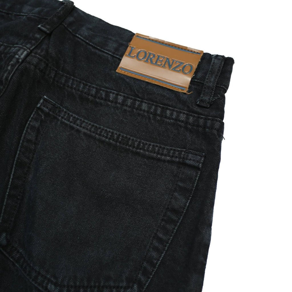 LORENZO Womens Jeans Black Relaxed Straight Denim Medium W28 L30 Comfortable Zip