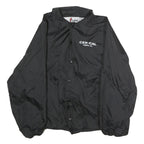 CARDINAL Mens Black Nylon Button Jacket L Plain Casual Lightweight Windbreaker