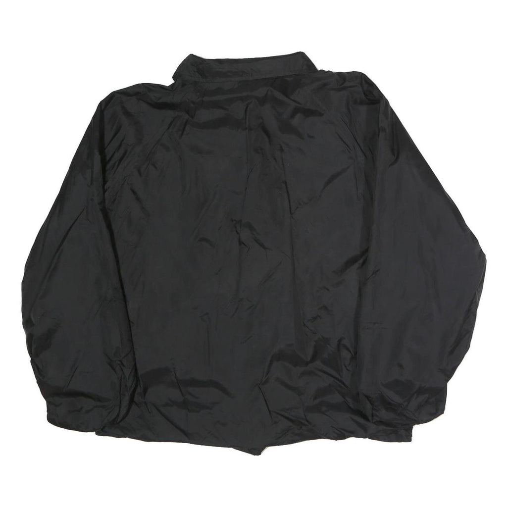 CARDINAL Mens Black Nylon Button Jacket L Plain Casual Lightweight Windbreaker