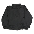 CARDINAL Mens Black Nylon Button Jacket L Plain Casual Lightweight Windbreaker