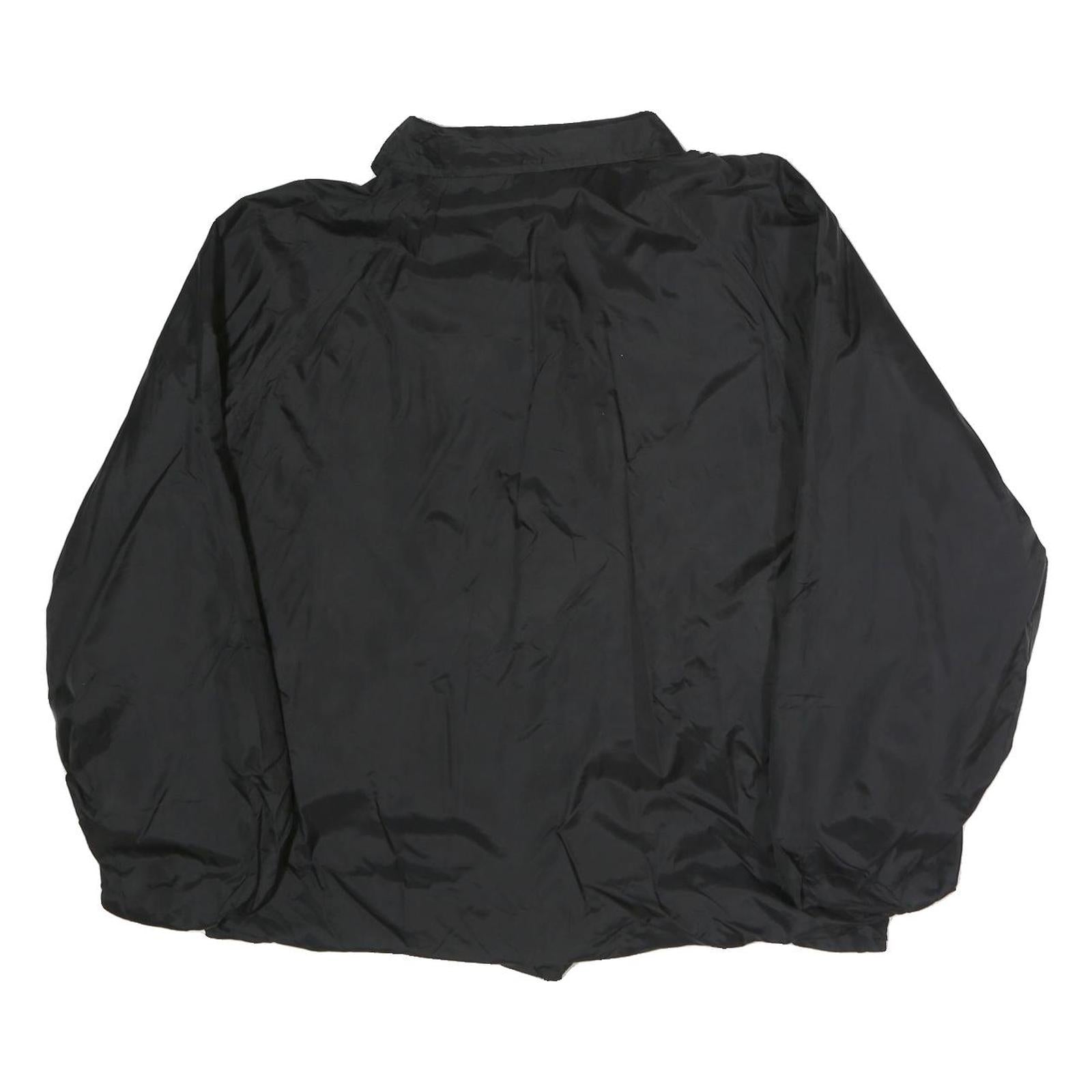 CARDINAL Mens Black Nylon Button Jacket L Plain Casual Lightweight Windbreaker