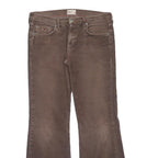 TOMMY HILFIGER Womens Cotton Blend Brown Regular Flared Trousers W31 L32 Casual