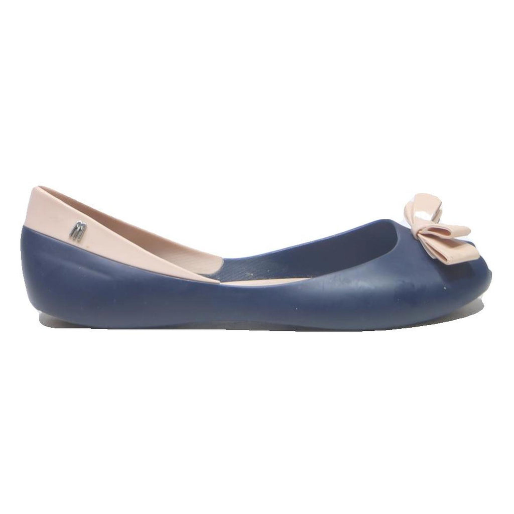 MELISSA Ultragirl Bow Womens Ballet Pumps Navy & Nude Synthetic UK 5 Stylish