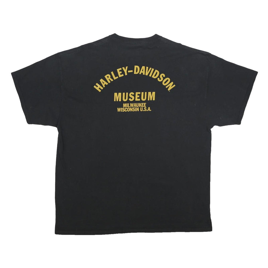 HARLEY DAVIDSON Mens Black Vintage T-Shirt 2XL Short Sleeve Crew Neck Museum