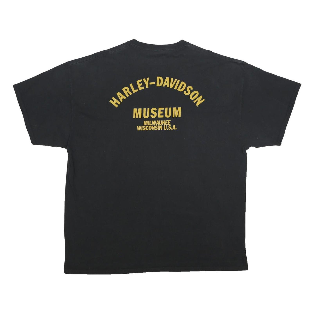 HARLEY DAVIDSON Mens Black Vintage T-Shirt 2XL Short Sleeve Crew Neck Museum
