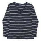 TOMMY HILFIGER Womens Navy Blue Plain V-Neck Basic Knit L Cotton Blend Jumper