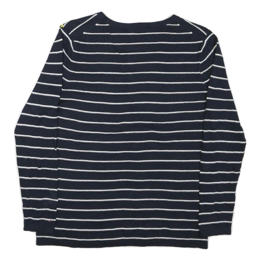 TOMMY HILFIGER Womens Navy Blue Plain V-Neck Basic Knit L Cotton Blend Jumper