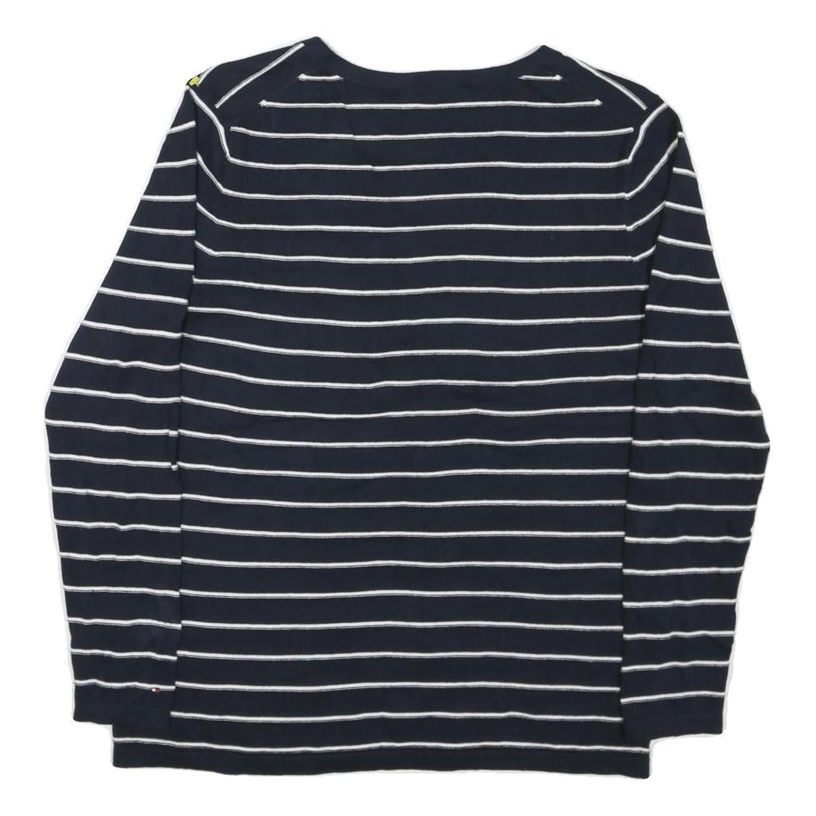 TOMMY HILFIGER Womens Navy Blue Plain V-Neck Basic Knit L Cotton Blend Jumper