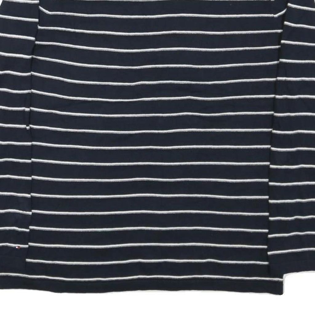 TOMMY HILFIGER Womens Navy Blue Plain V-Neck Basic Knit L Cotton Blend Jumper