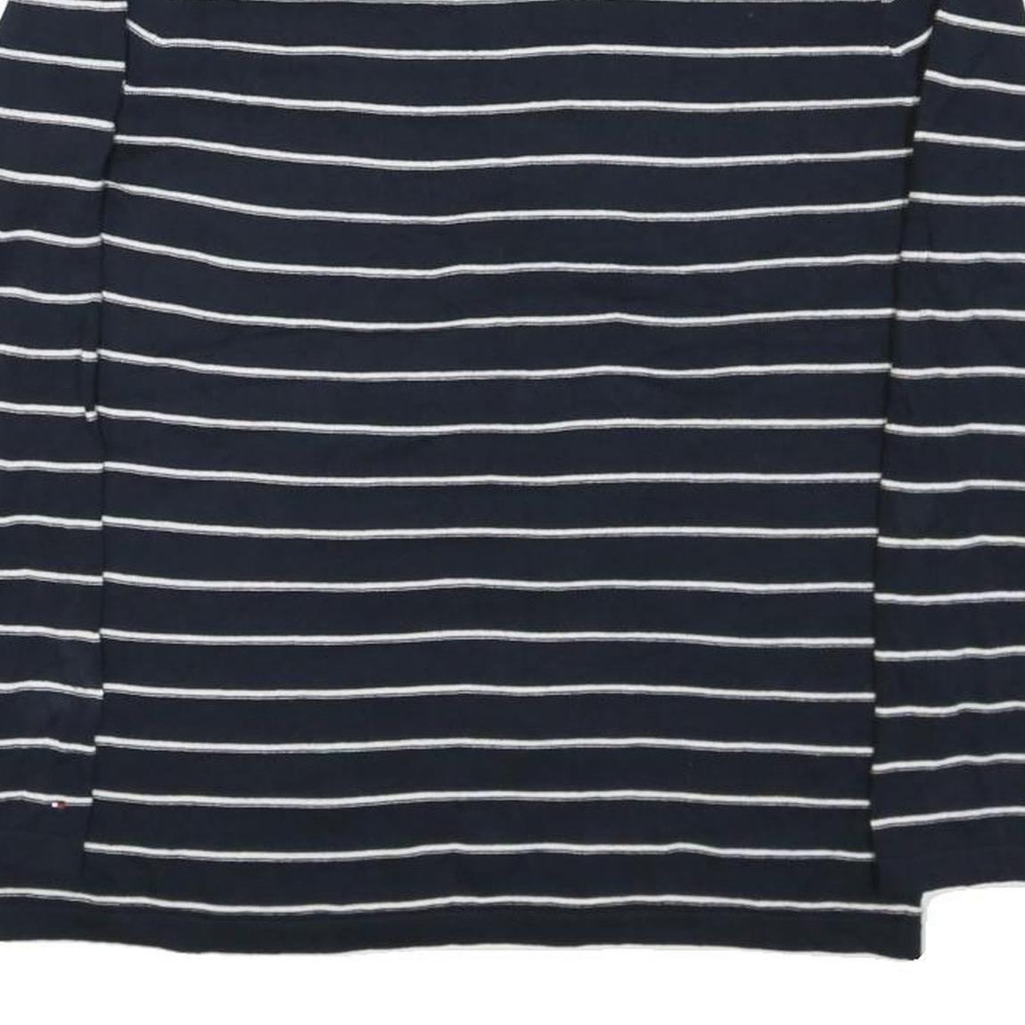 TOMMY HILFIGER Womens Navy Blue Plain V-Neck Basic Knit L Cotton Blend Jumper