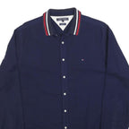 TOMMY HILFIGER Mens Navy Shirt L Cotton Blend Button-Down Collar Long Sleeve