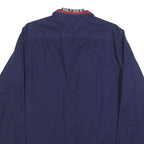 TOMMY HILFIGER Mens Navy Shirt L Cotton Blend Button-Down Collar Long Sleeve
