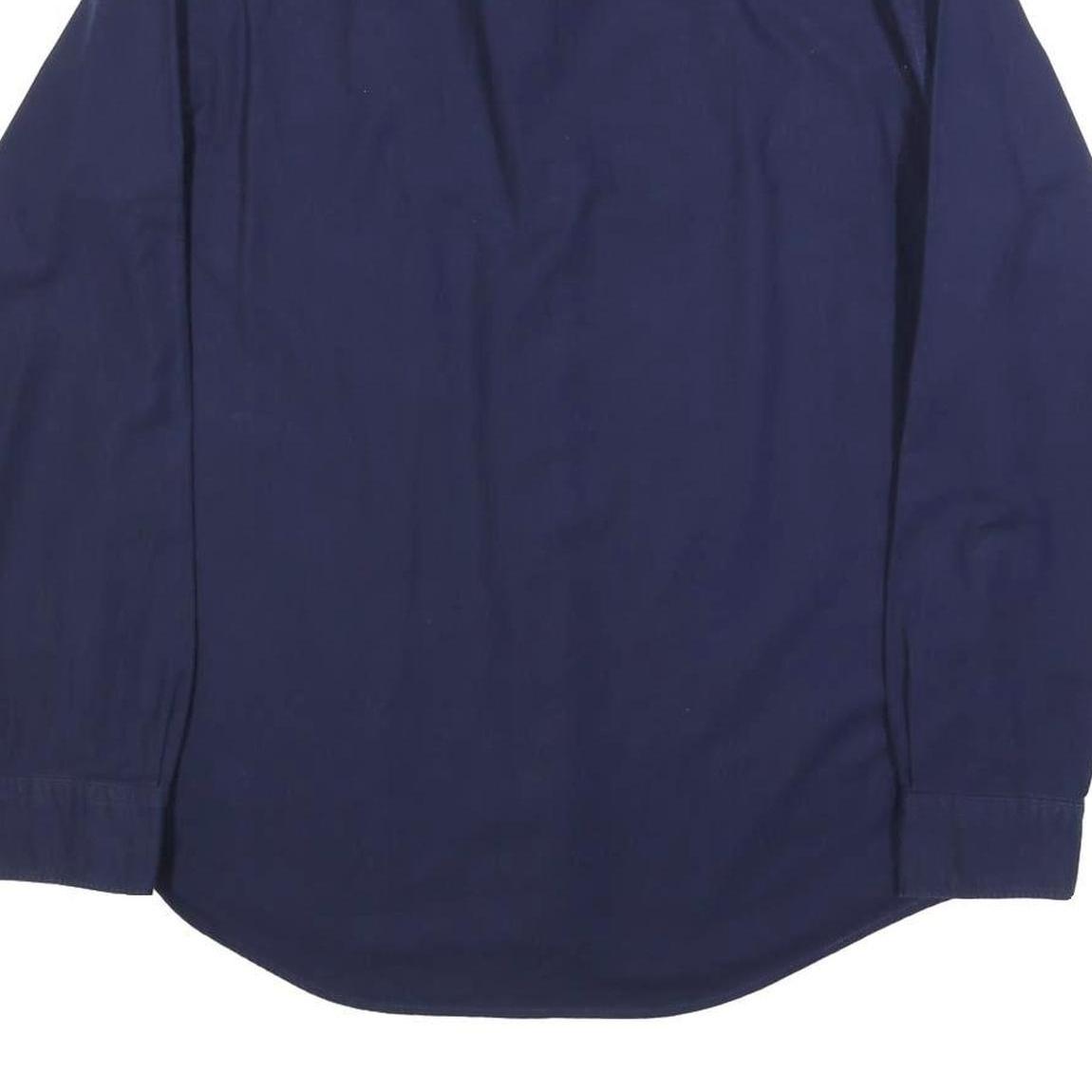 TOMMY HILFIGER Mens Navy Shirt L Cotton Blend Button-Down Collar Long Sleeve