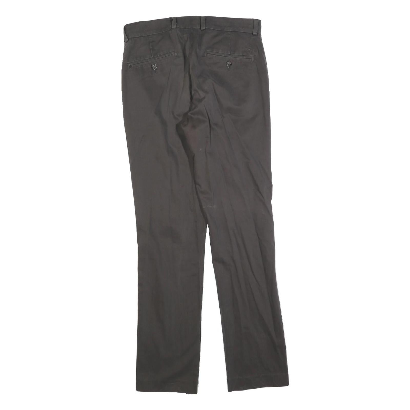 DOCKERS Mens Cotton Blend Black Regular Straight Trousers W33 L34 Zip Closure