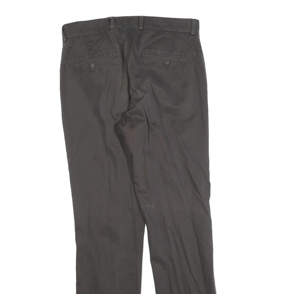 DOCKERS Mens Cotton Blend Black Regular Straight Trousers W33 L34 Zip Closure