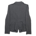 ARMANI COLLEZIONI Womens Grey Woven Jacket S Button Closure Herringbone Pattern