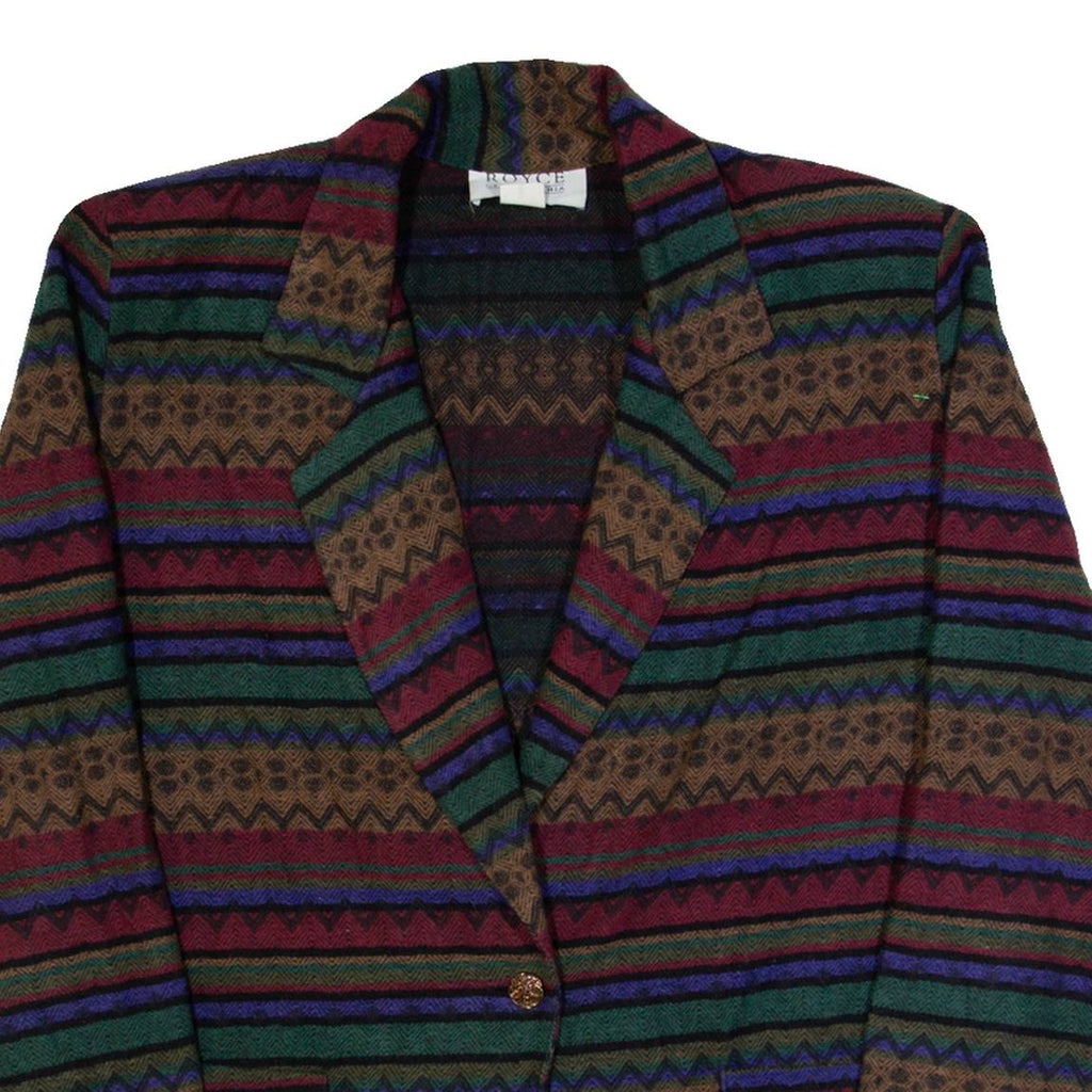 ROYCE Womens Blazer Jacket Red 90s Striped M