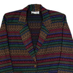 ROYCE Womens Blazer Jacket Red 90s Striped M