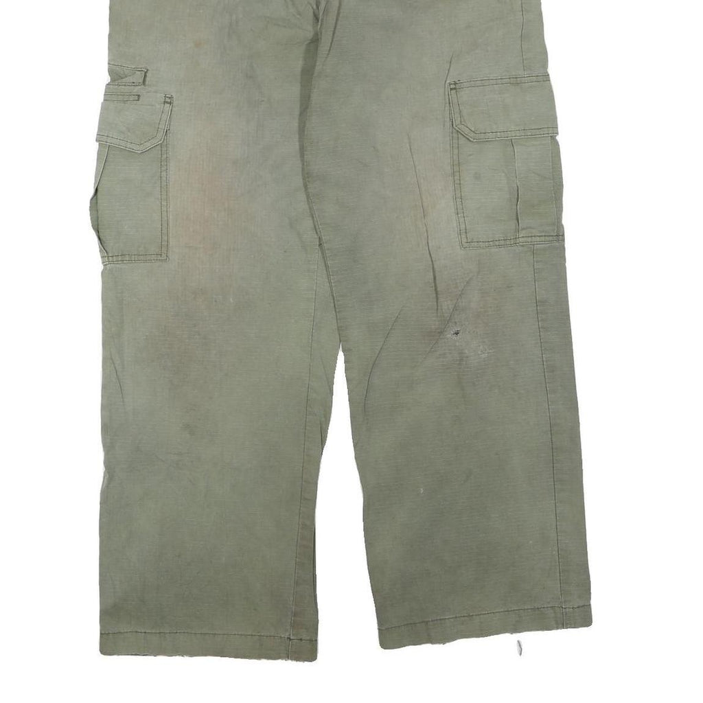 DICKIES Mens Cotton Blend Green Regular Cargo Trousers W32 L27 Workwear