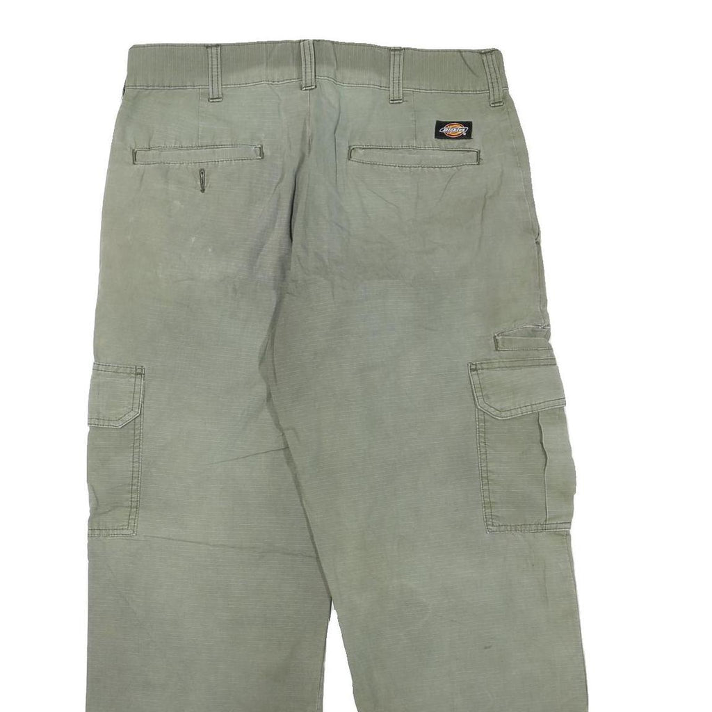 DICKIES Mens Cotton Blend Green Regular Cargo Trousers W32 L27 Workwear