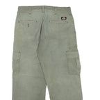 DICKIES Mens Cotton Blend Green Regular Cargo Trousers W32 L27 Workwear