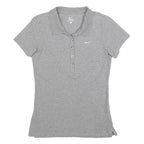 NIKE Womens Grey Short Sleeve Plain Polo Shirt S Cotton Comfort Fit
