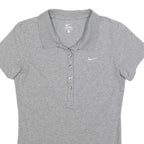 NIKE Womens Grey Short Sleeve Plain Polo Shirt S Cotton Comfort Fit