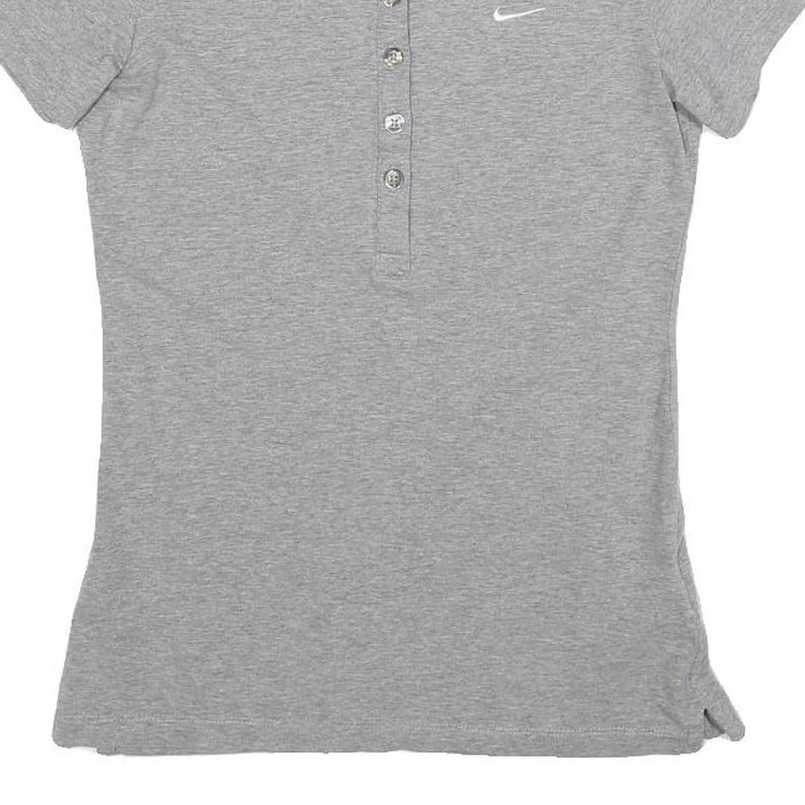NIKE Womens Grey Short Sleeve Plain Polo Shirt S Cotton Comfort Fit