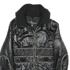 AMAZONE COUTURE Womens Black Zip Jacket Polyester UK 8 Quilted Ribbed Collar