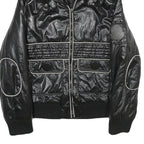 AMAZONE COUTURE Womens Black Zip Jacket Polyester UK 8 Quilted Ribbed Collar