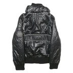 AMAZONE COUTURE Womens Black Zip Jacket Polyester UK 8 Quilted Ribbed Collar