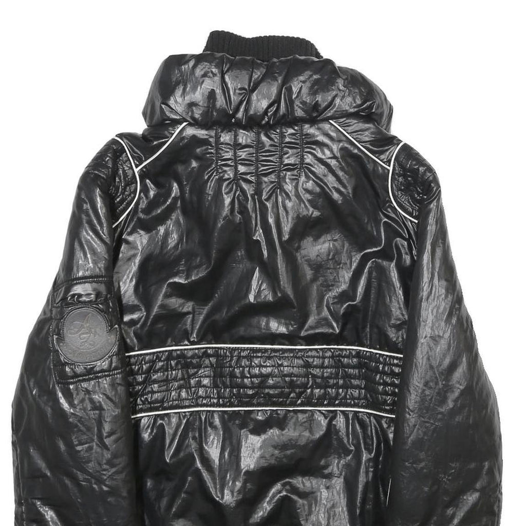 AMAZONE COUTURE Womens Black Zip Jacket Polyester UK 8 Quilted Ribbed Collar