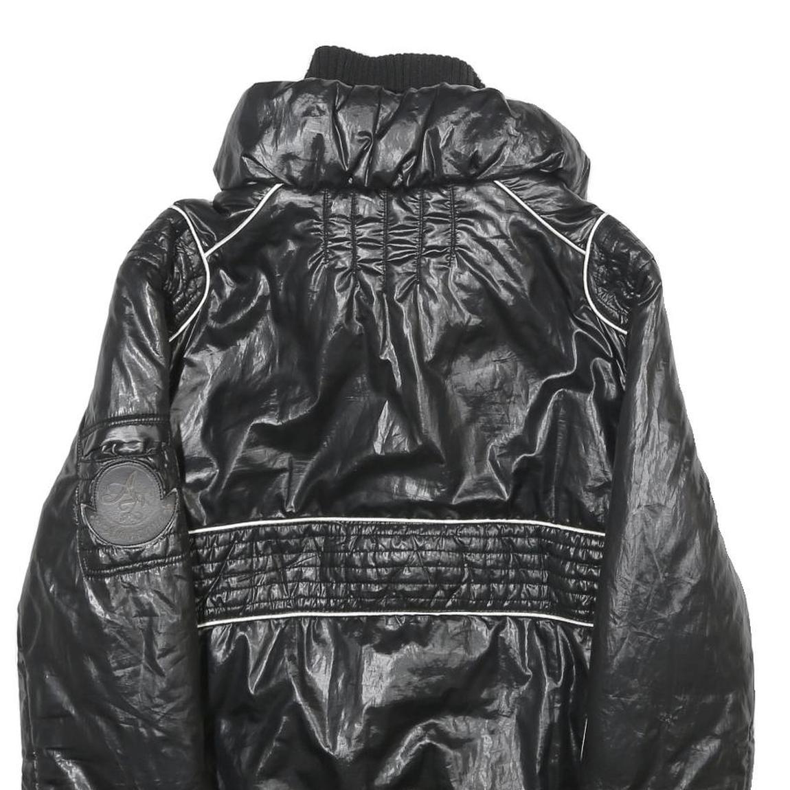 AMAZONE COUTURE Womens Black Zip Jacket Polyester UK 8 Quilted Ribbed Collar