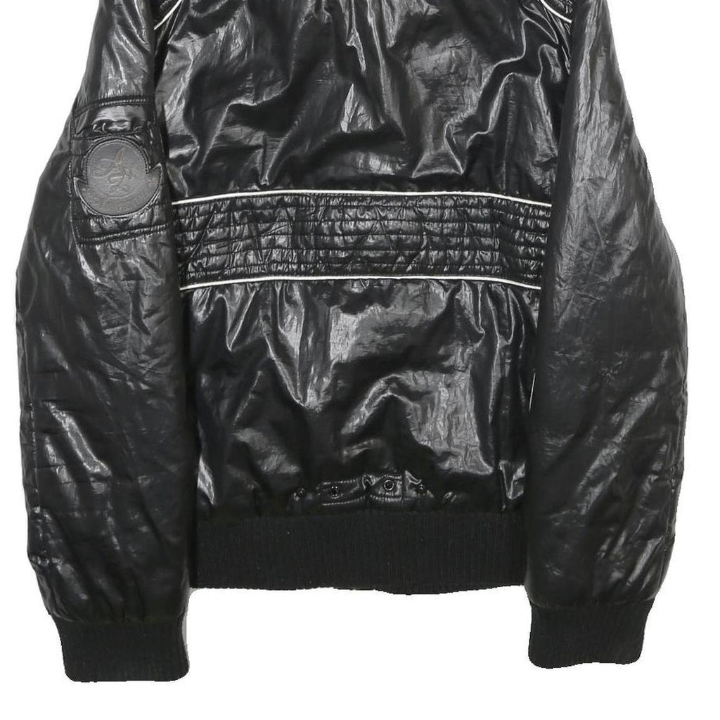 AMAZONE COUTURE Womens Black Zip Jacket Polyester UK 8 Quilted Ribbed Collar