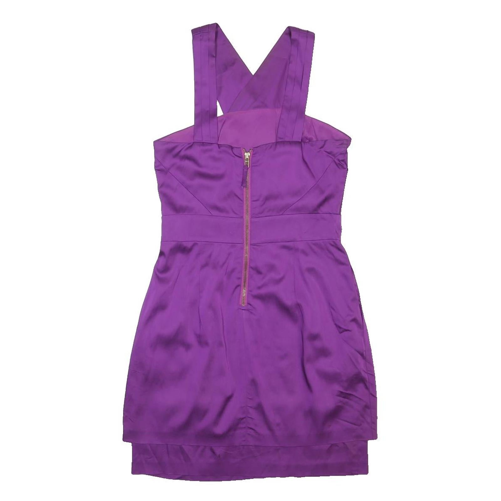 ARMANI EXCHANGE Womens Purple Fit & Flare Viscose Blend Sleeveless Mini Dress UK