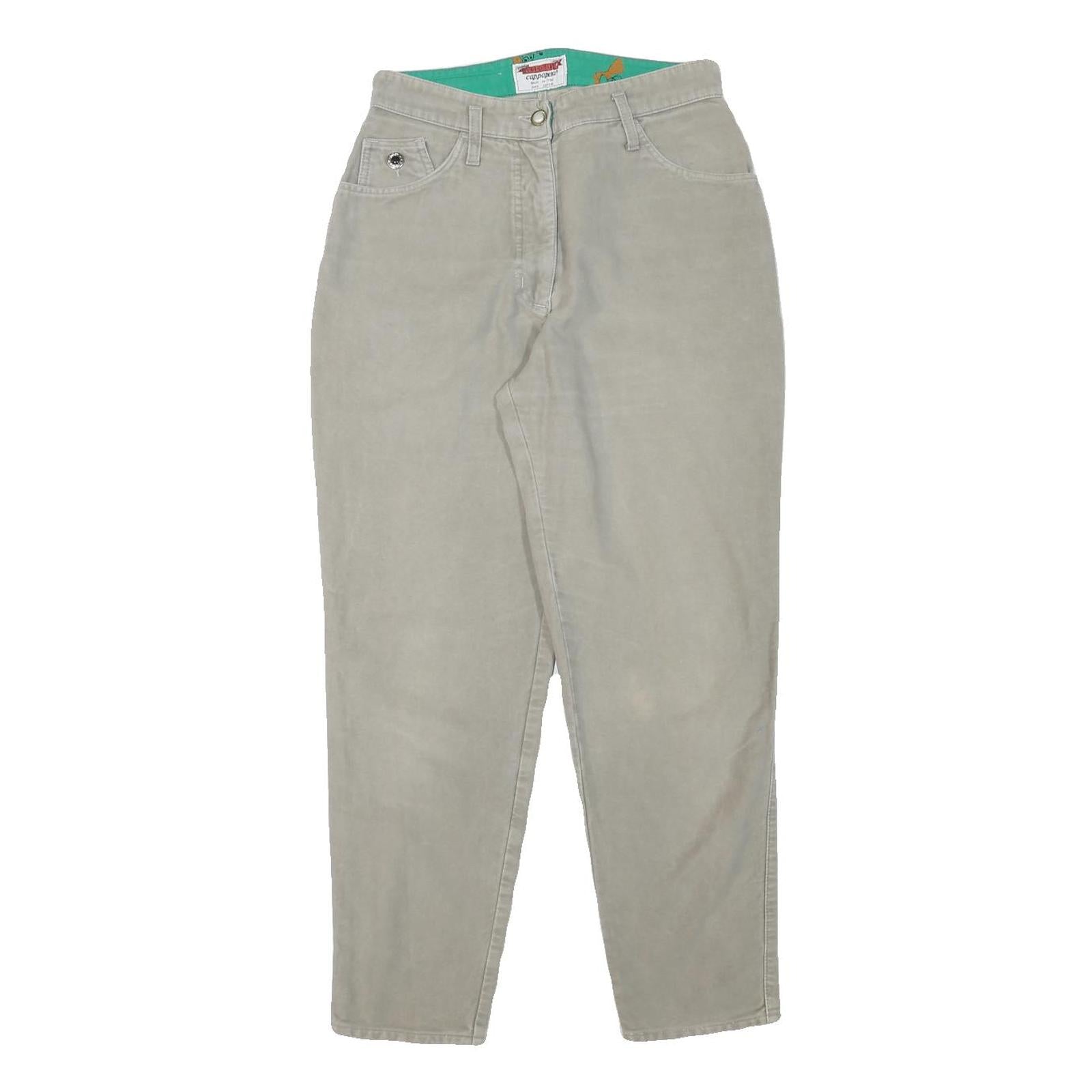 CAPPOPERA Womens Cotton Blend Beige Relaxed Tapered Trousers W27 L27 Casual