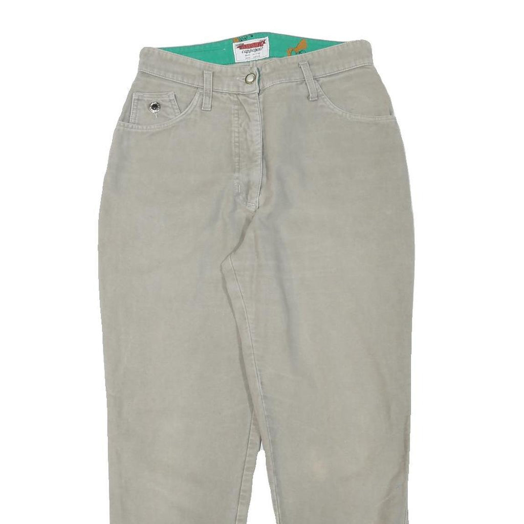 CAPPOPERA Womens Cotton Blend Beige Relaxed Tapered Trousers W27 L27 Casual