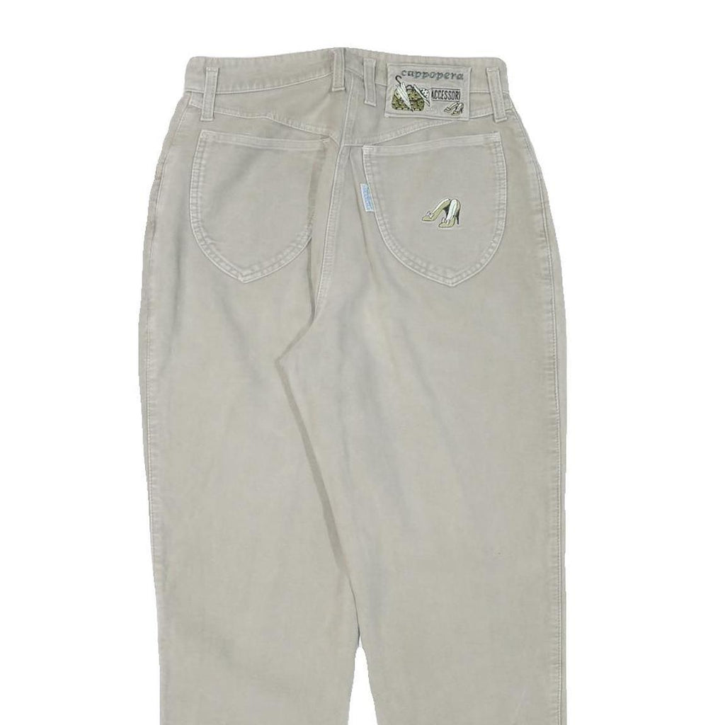 CAPPOPERA Womens Cotton Blend Beige Relaxed Tapered Trousers W27 L27 Casual