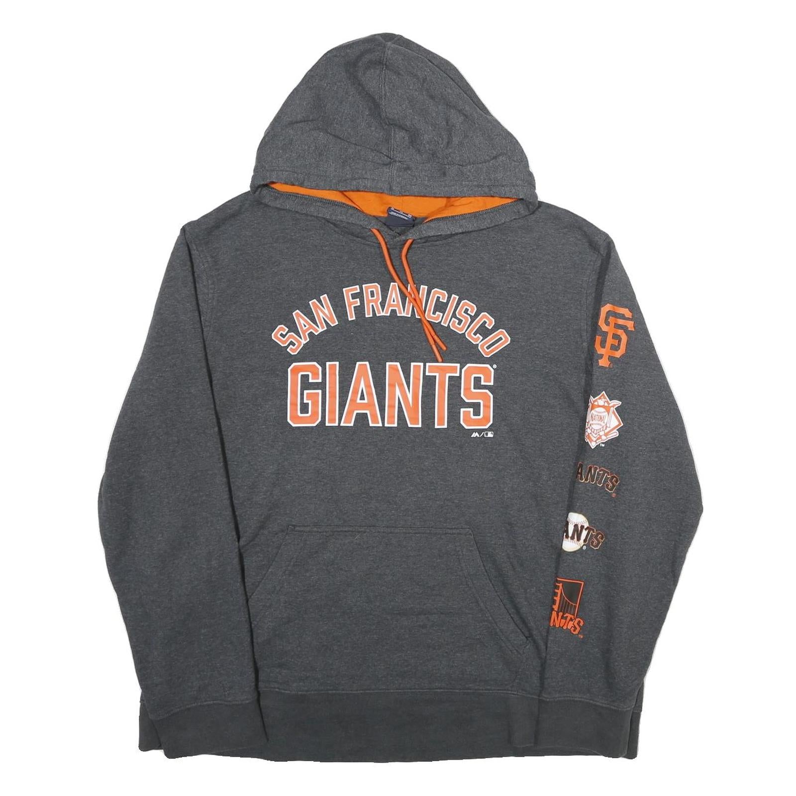 MAJESTIC Mens Grey San Francisco Giants Hoodie XL Cotton Blend Pullover