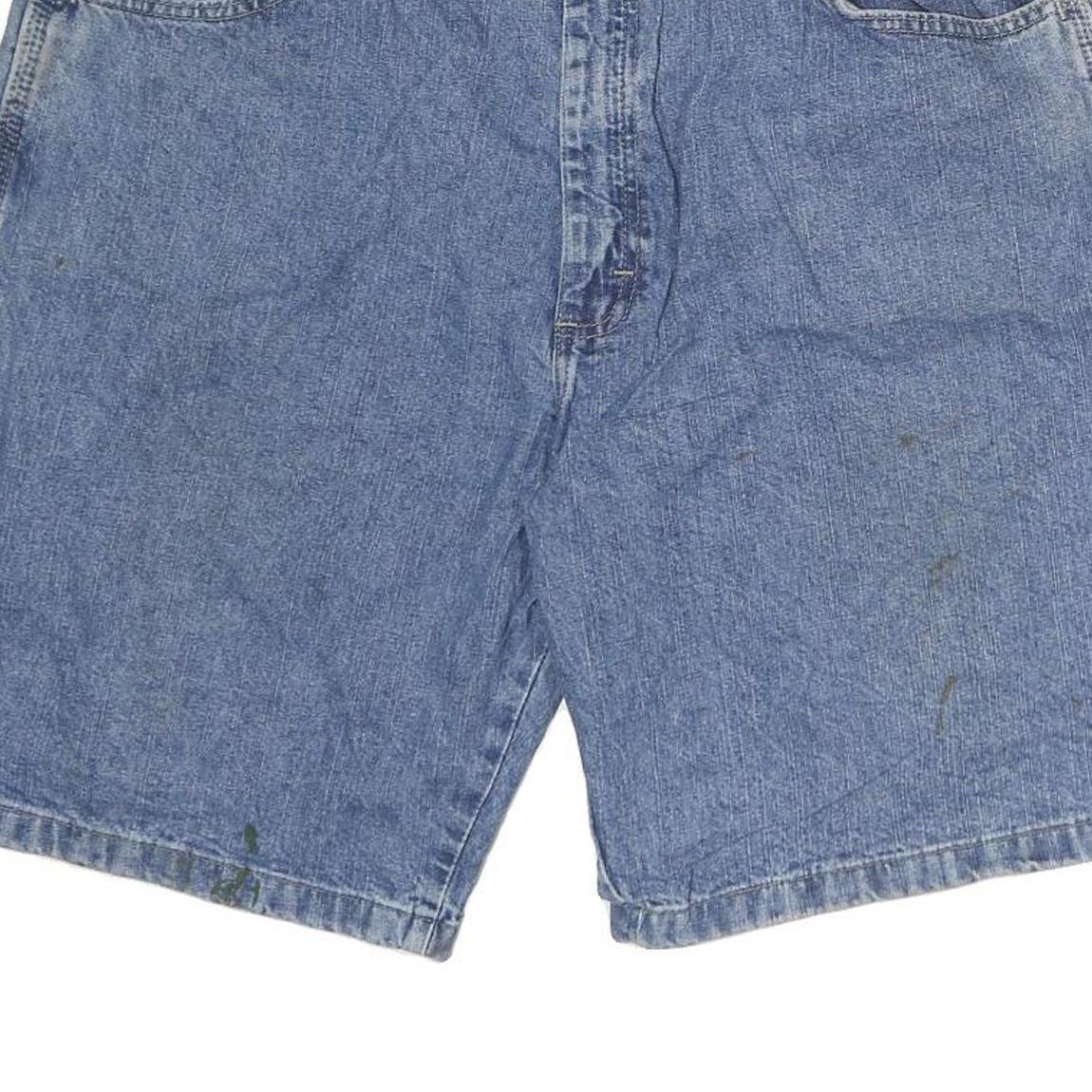 WRANGLER Mens Denim Blue Casual Shorts L W38 Cotton Workwear Loose Fit Button