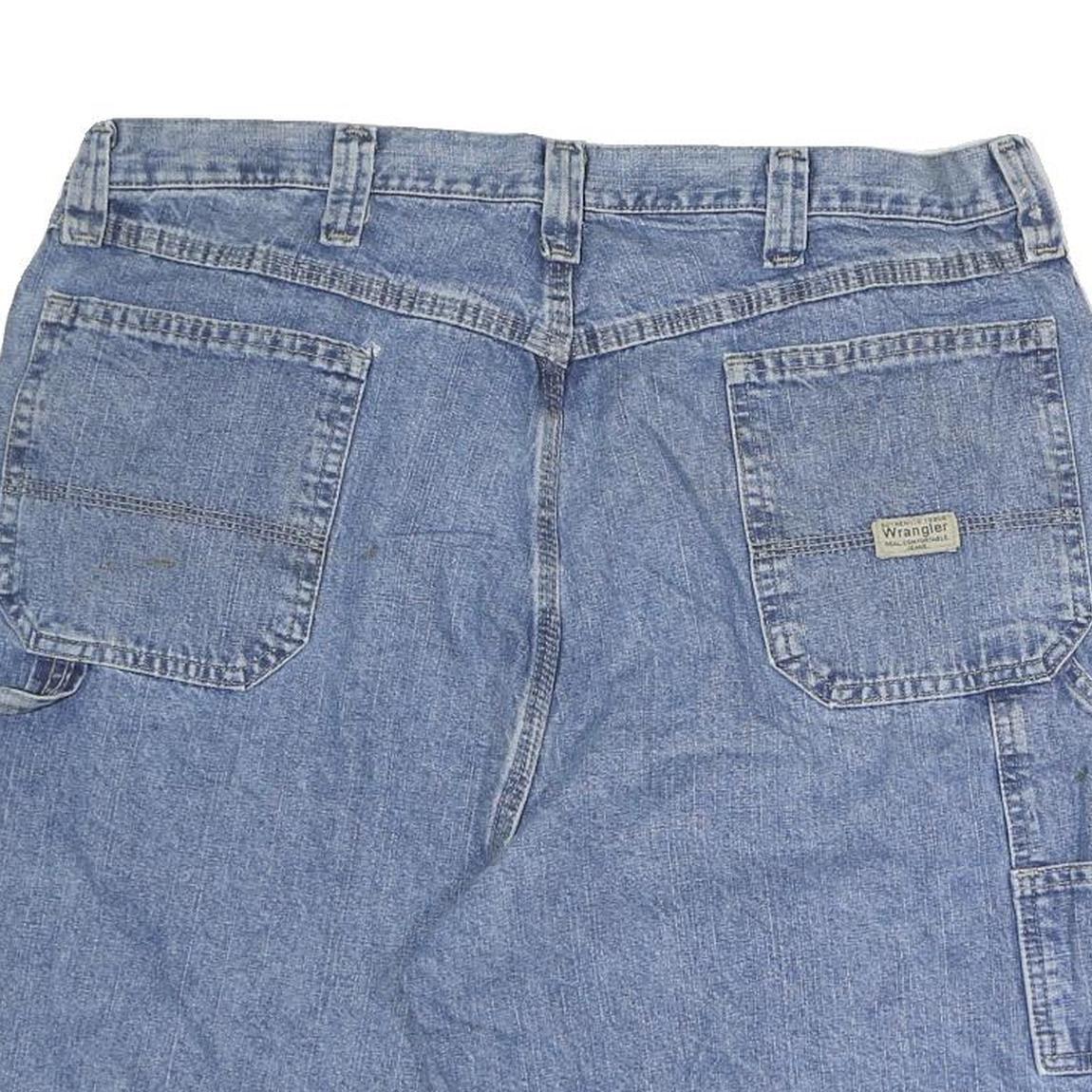 WRANGLER Mens Denim Blue Casual Shorts L W38 Cotton Workwear Loose Fit Button