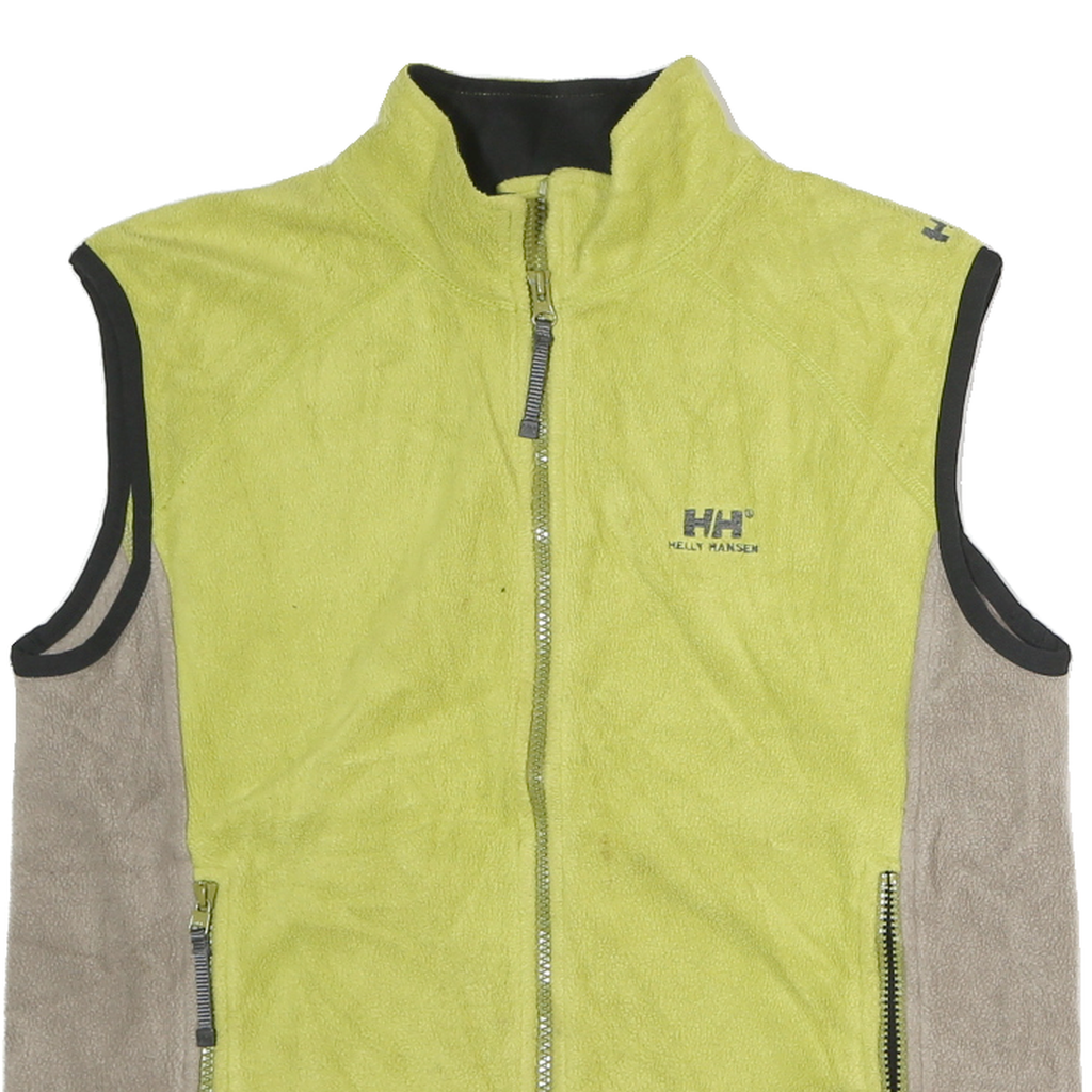 HELLY HANSEN Womens Yellow & Beige Fleece Vest M Polyester Zip Outdoor Jacket