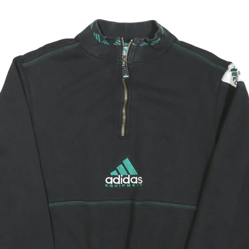 ADIDAS Mens Black & Teal Equipment Sweatshirt Collared XS Half Zip Casual Sport